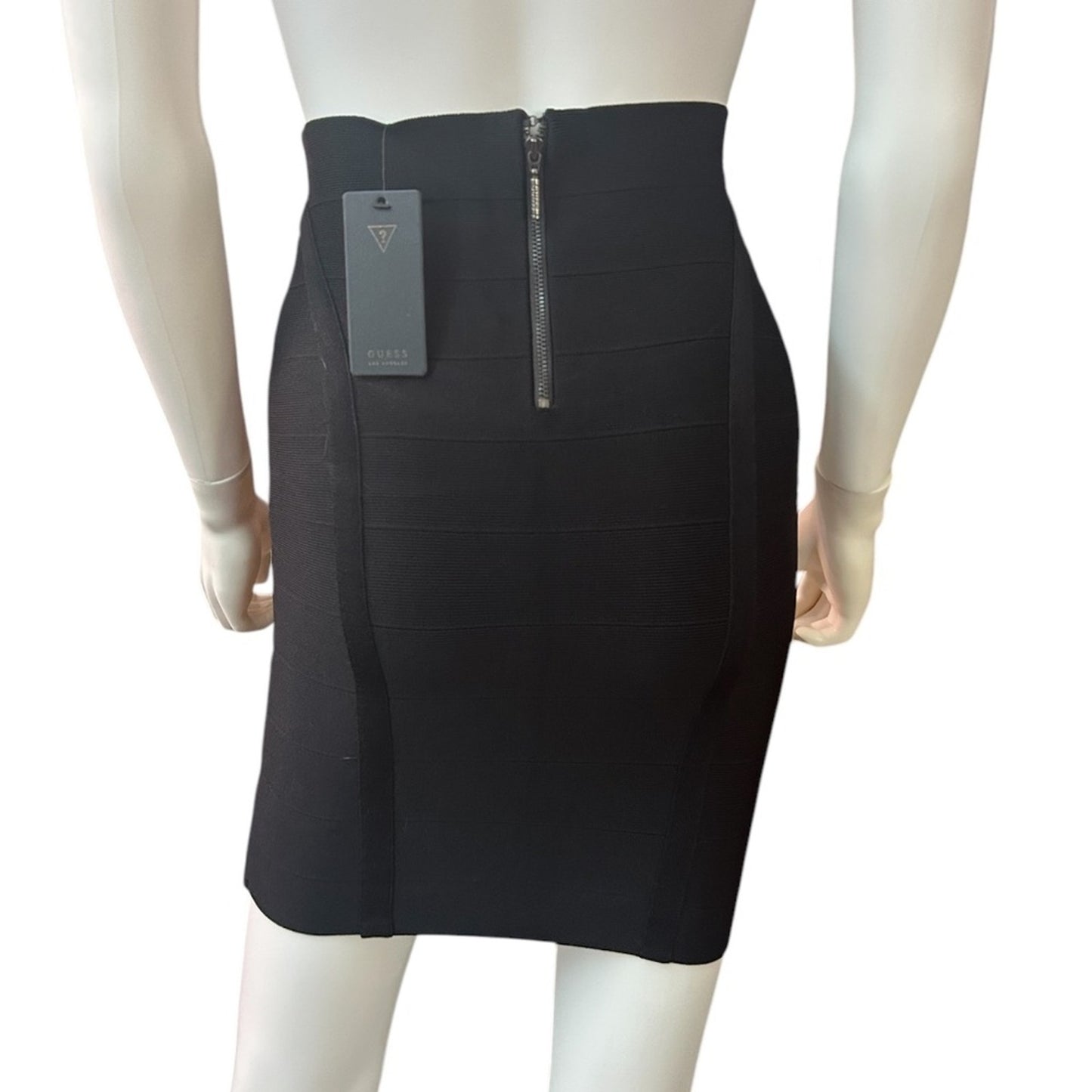 NWT Guess Women's Black Bandage Ottoman Stitch Mirage Skirt - Small