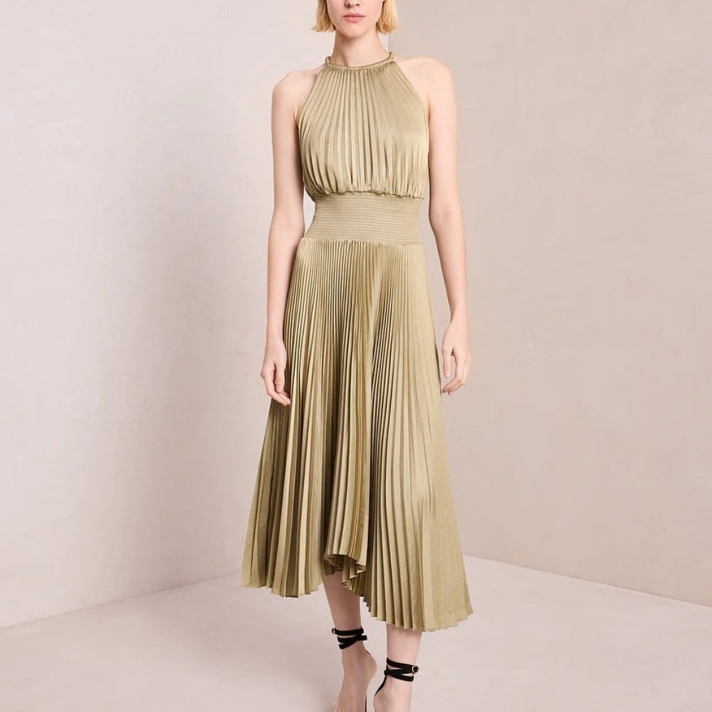 NWT A.L.C. Renzo II Pleated Satin Midi Dress - size 2