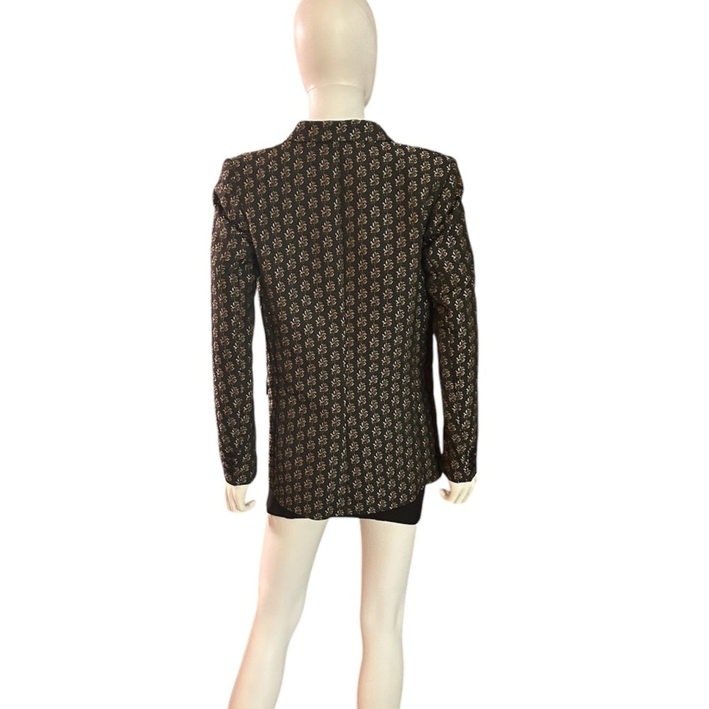 H&M Double breasted black embroidered blazer - size 8