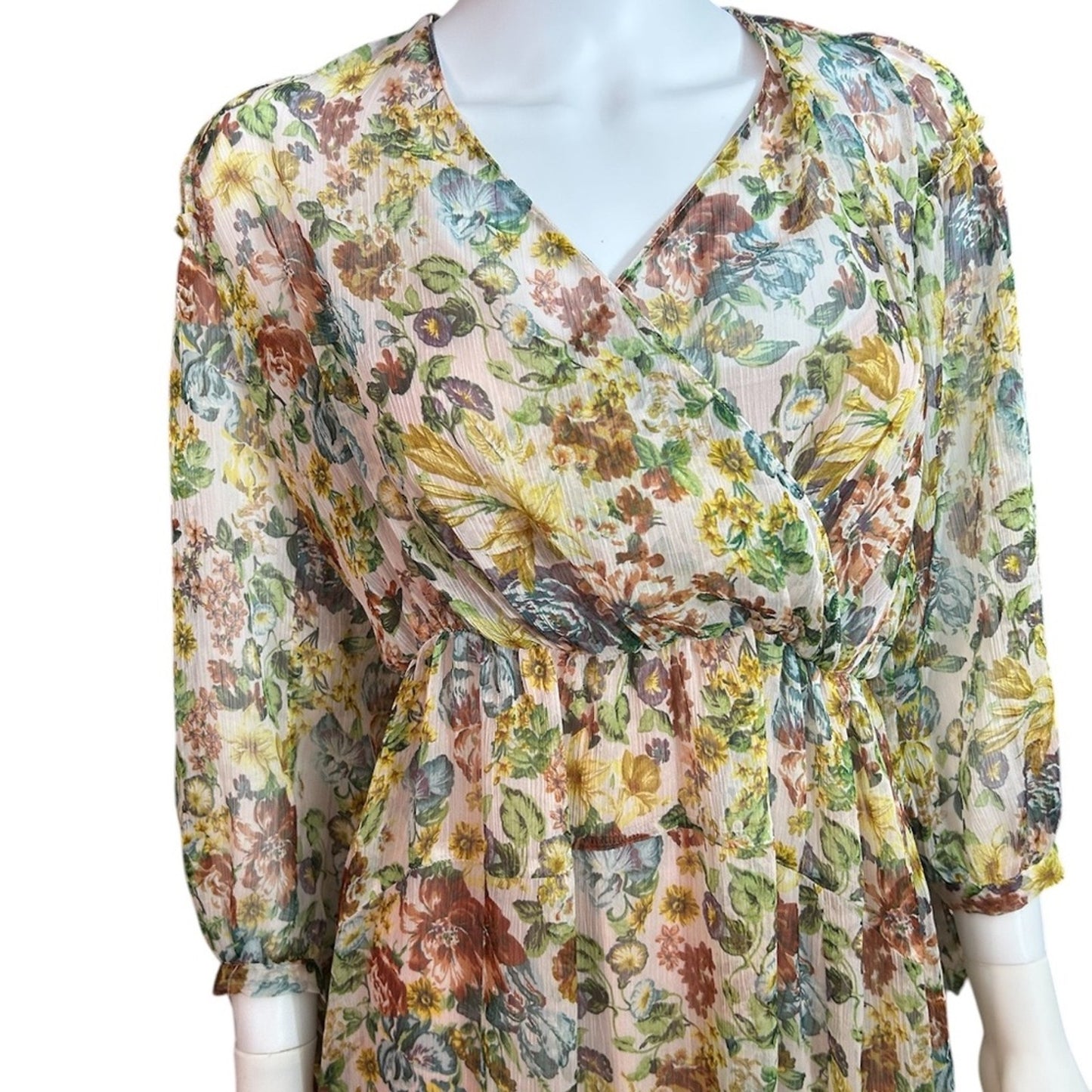 Zara floral mesh midi dress - size small