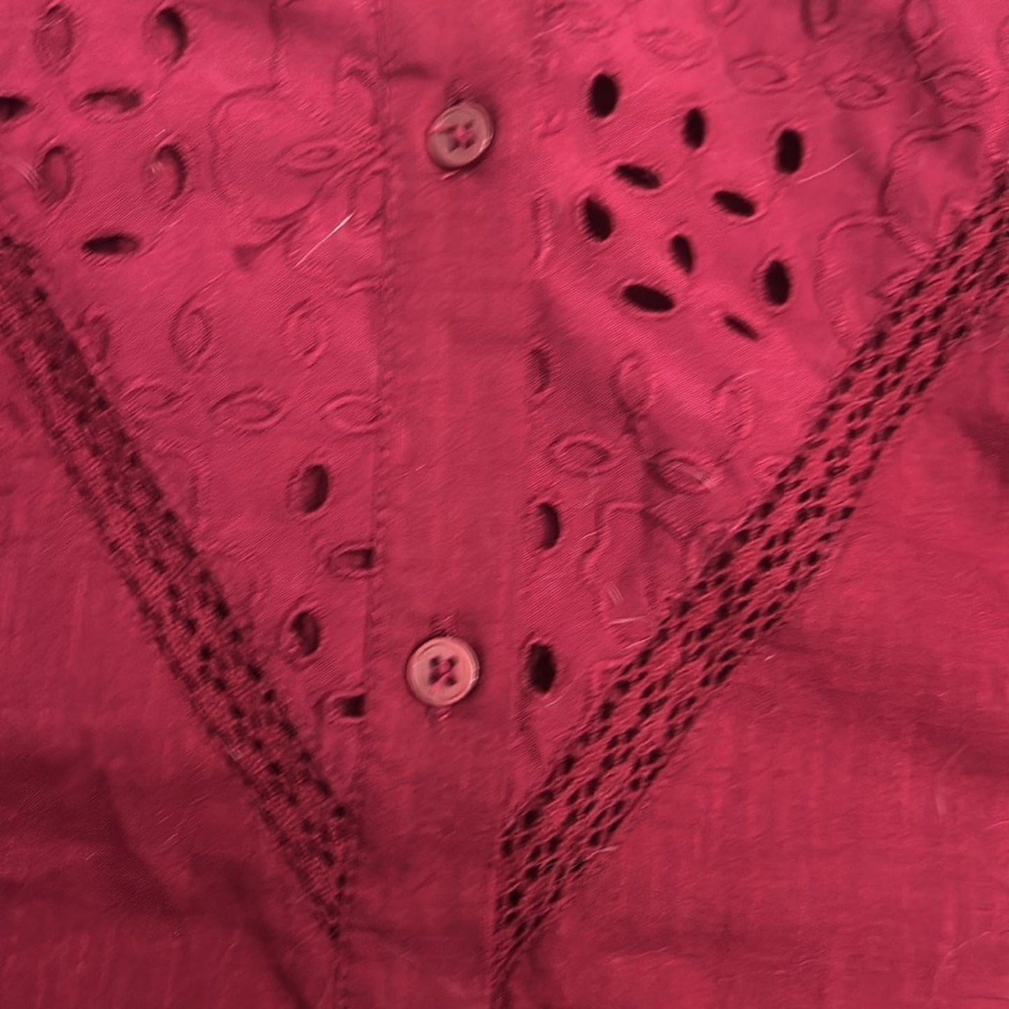 Loft Eyelet Ruffle Neck Blouse - size Large