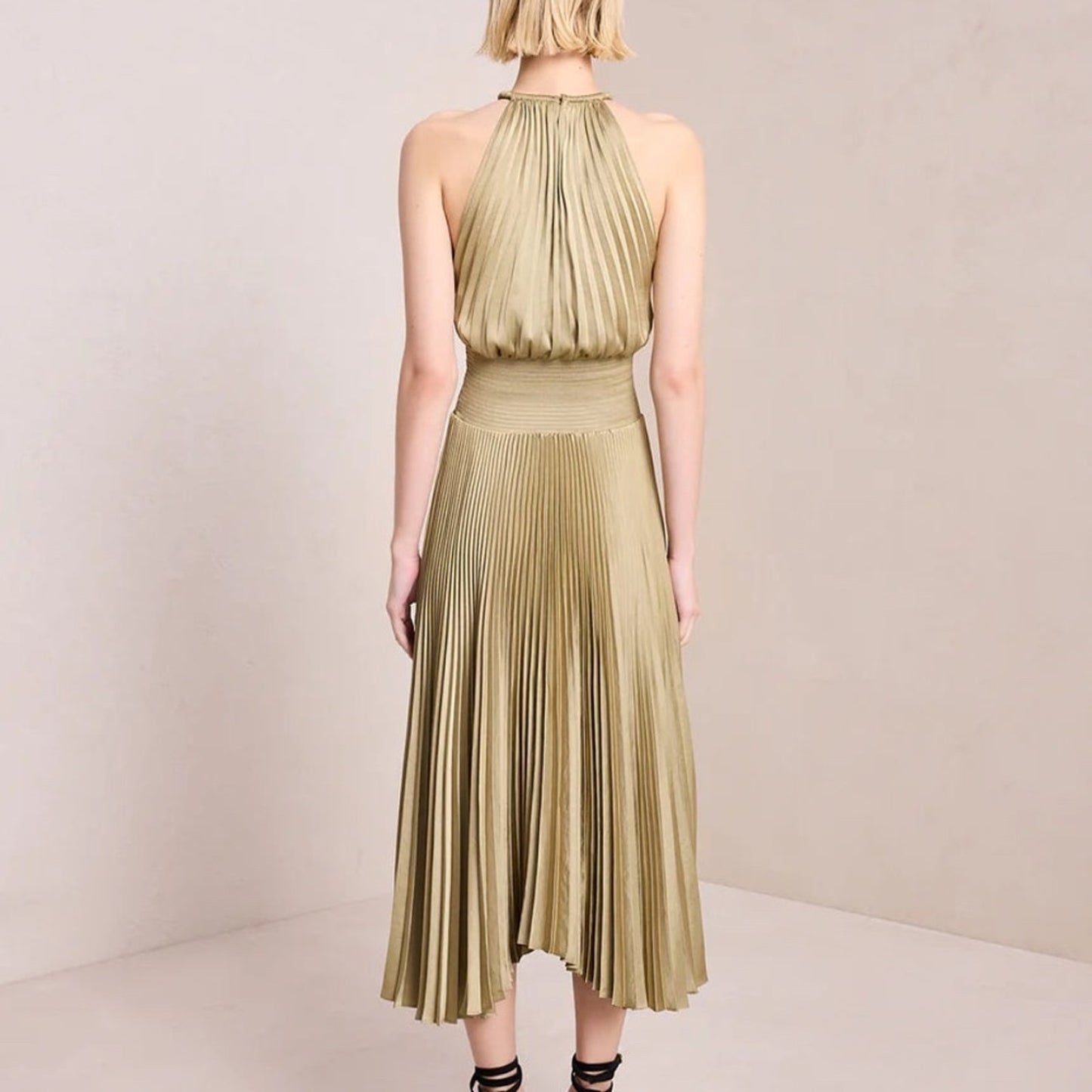 NWT A.L.C. Renzo II Pleated Satin Midi Dress - size 2