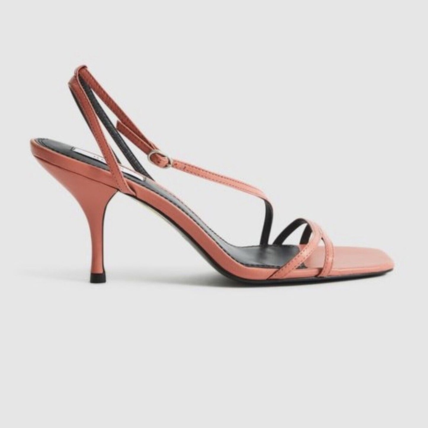 NEW REISS Bali Leather Strappy Heeled Sandals Coral - size 39 (US 8.5)