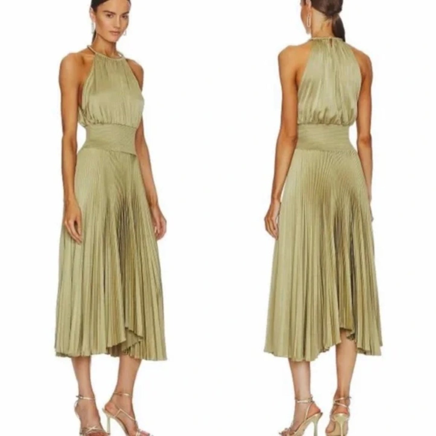 NWT A.L.C. Renzo II Pleated Satin Midi Dress - size 2