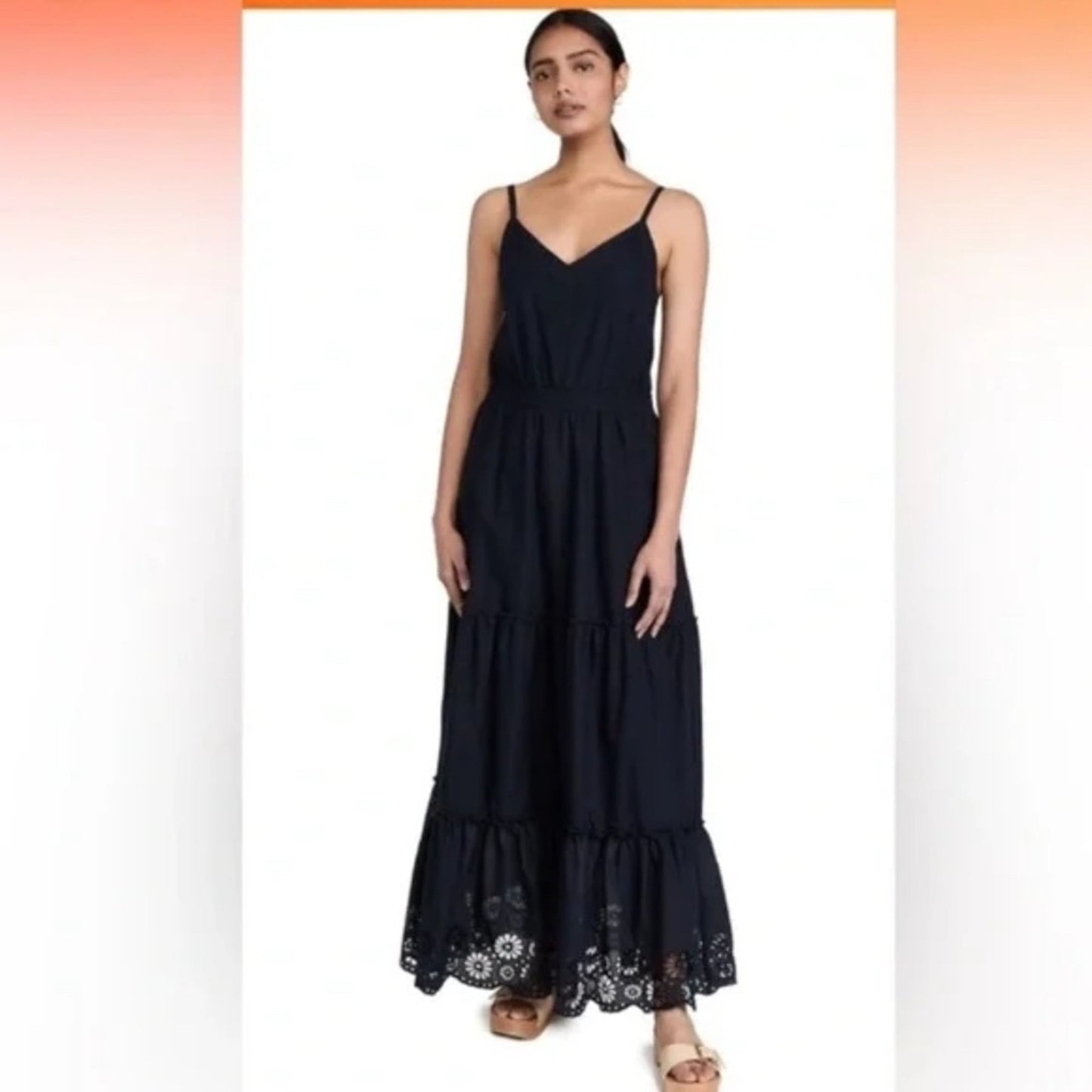 Splendid Kora Eyelet V-Neck Maxi Dress - size XL
