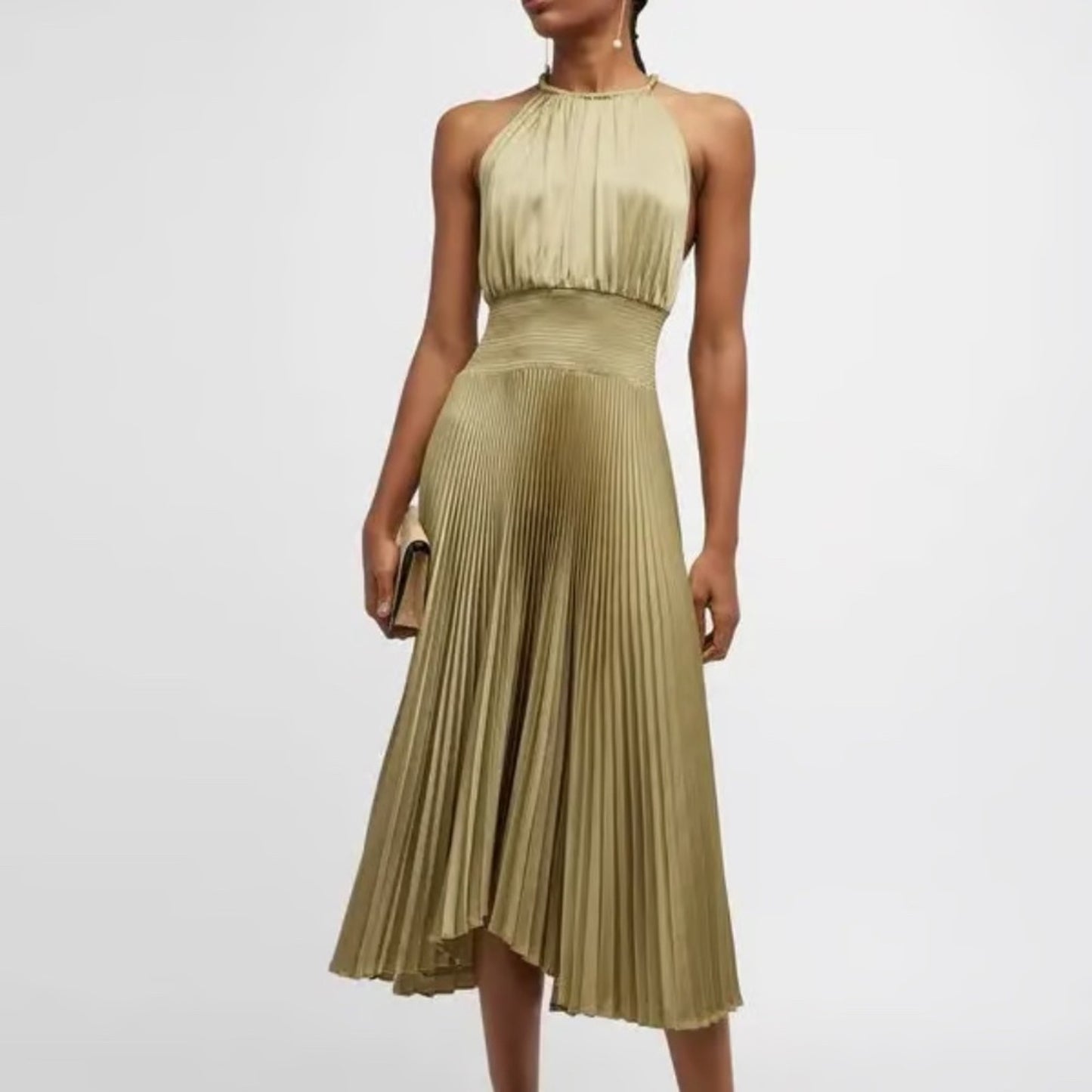 NWT A.L.C. Renzo II Pleated Satin Midi Dress - size 2