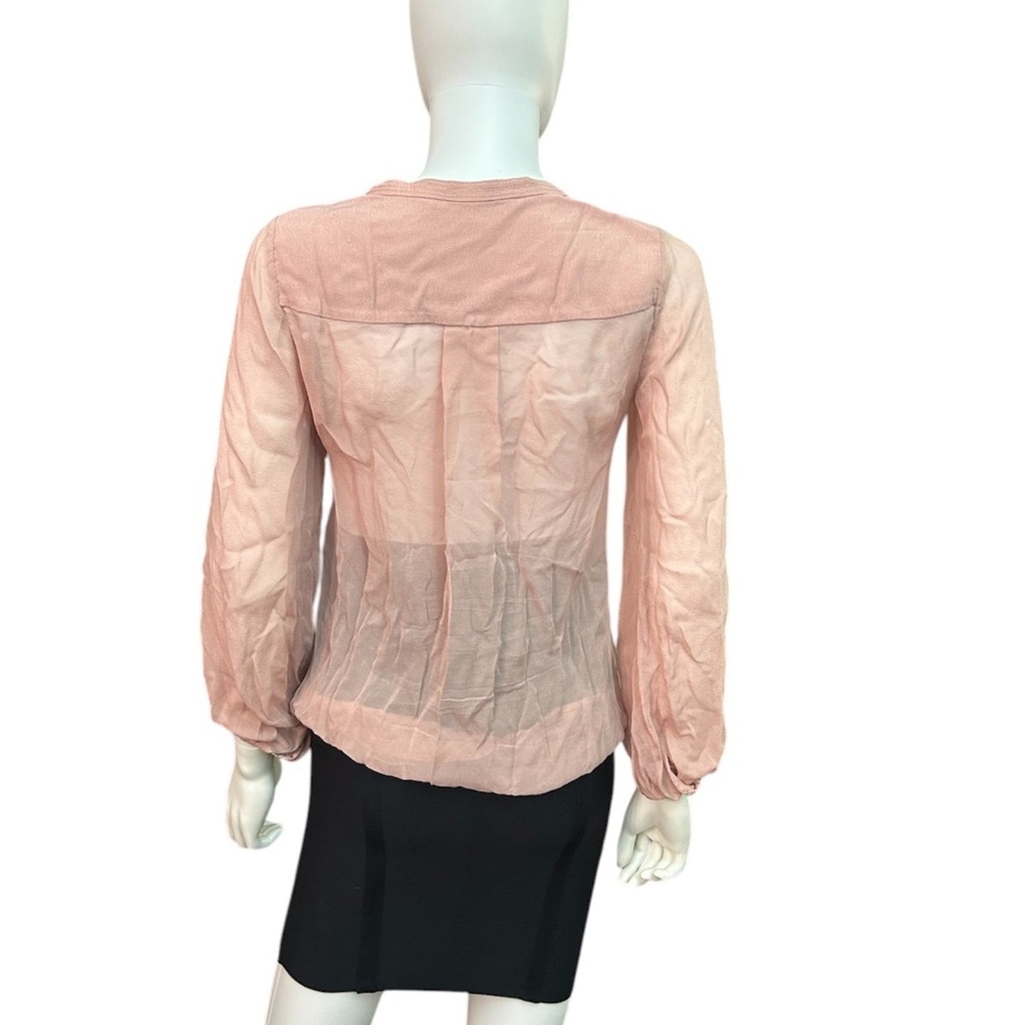 Diane Von Furstenburg Clay Pink Silk Flutter sleeve Pleated -size 0