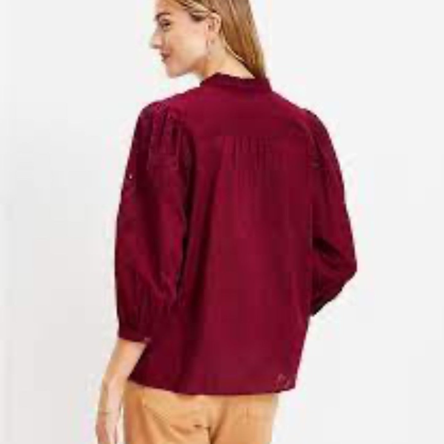 Loft Eyelet Ruffle Neck Blouse - size Large