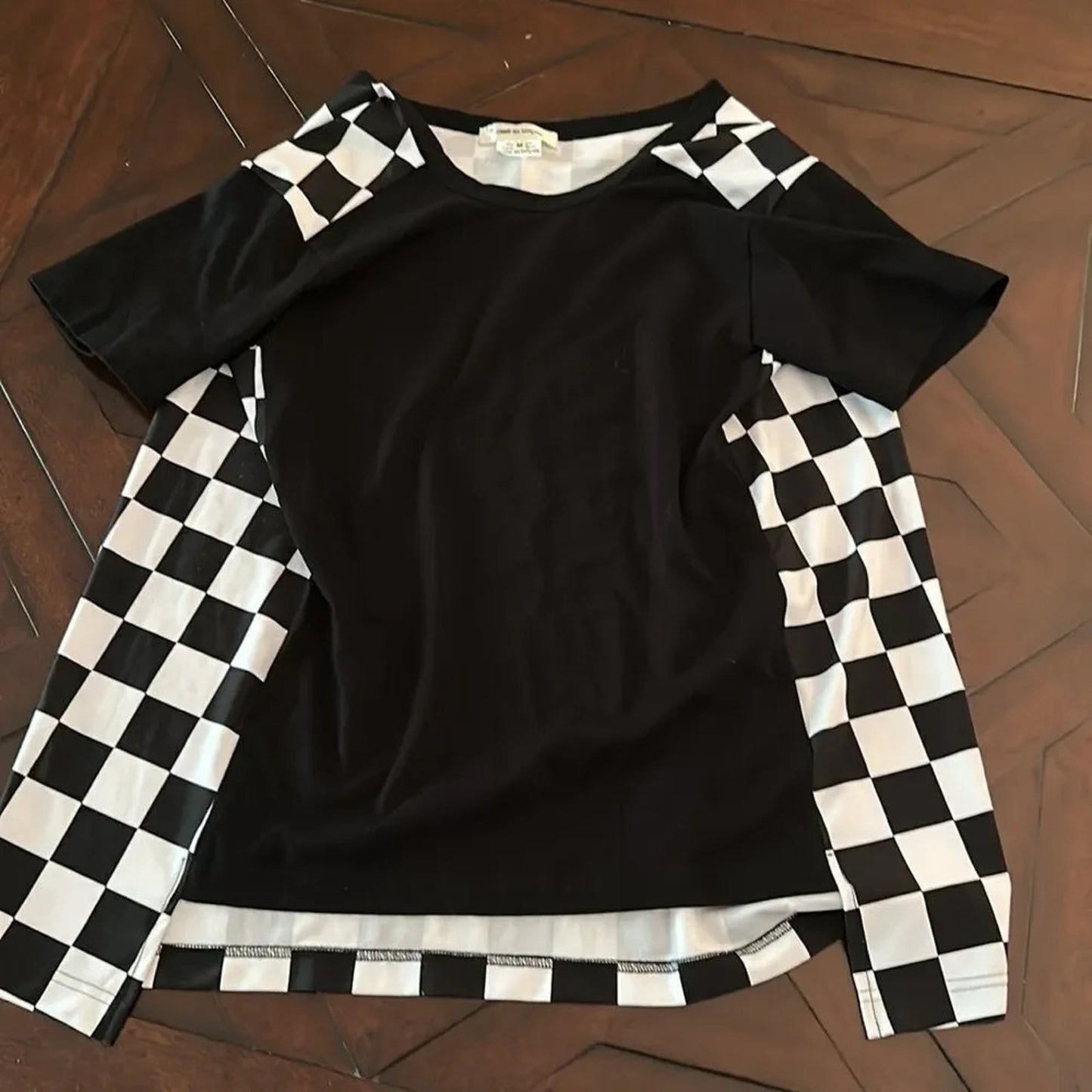 NEW Comme Des Garçons checkerboard-print panelled T-shirt - size M
