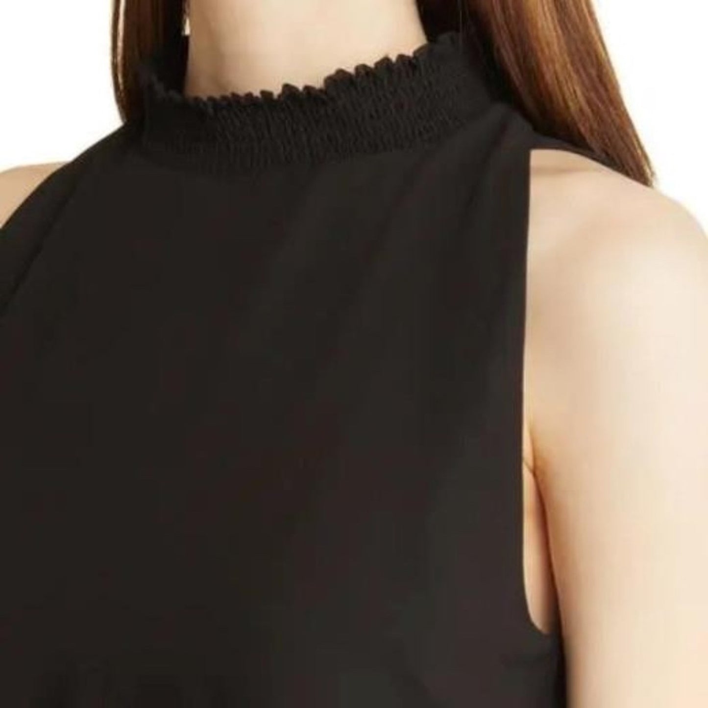 NWT sam edelman smock plisse midi black dress - size 6