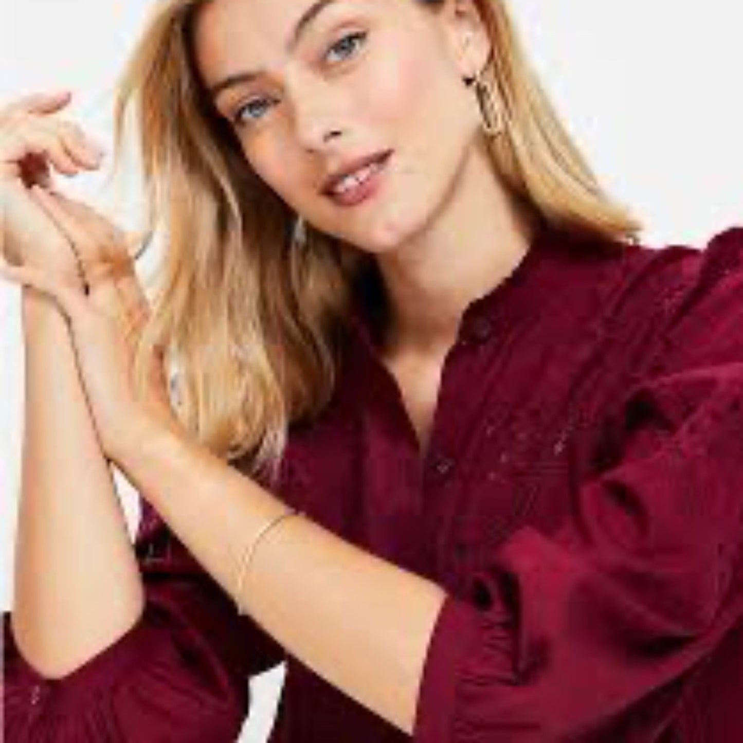 Loft Eyelet Ruffle Neck Blouse - size Large