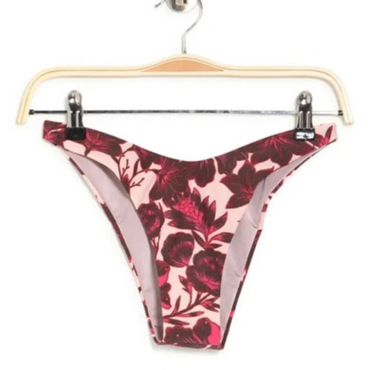 NWT MAAJI Rose Splendor Reversible High Leg Cheeky Cut Bikini Bottom - size L