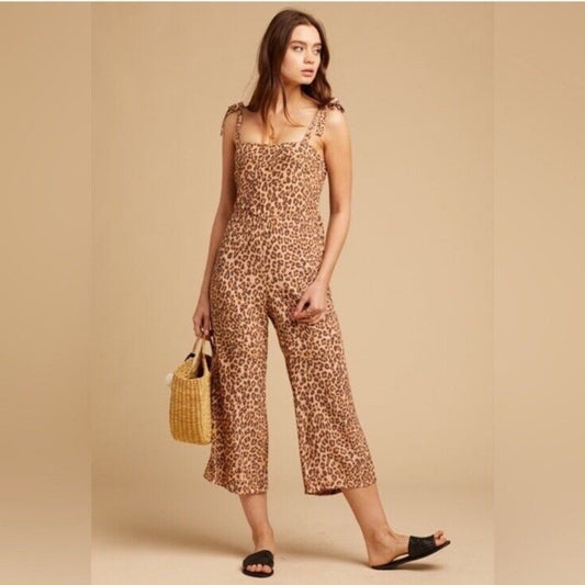 NWT FAITHFULL THE BRAND Elsa Leopard Animal Print Jumpsuit - size 2