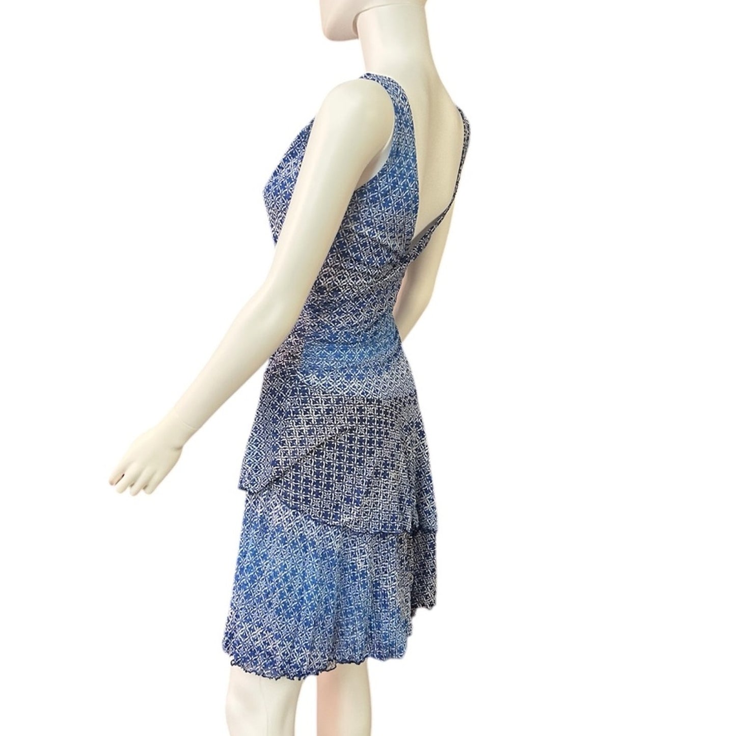 Diane Von Furstenberg blue silk dress floral - size small