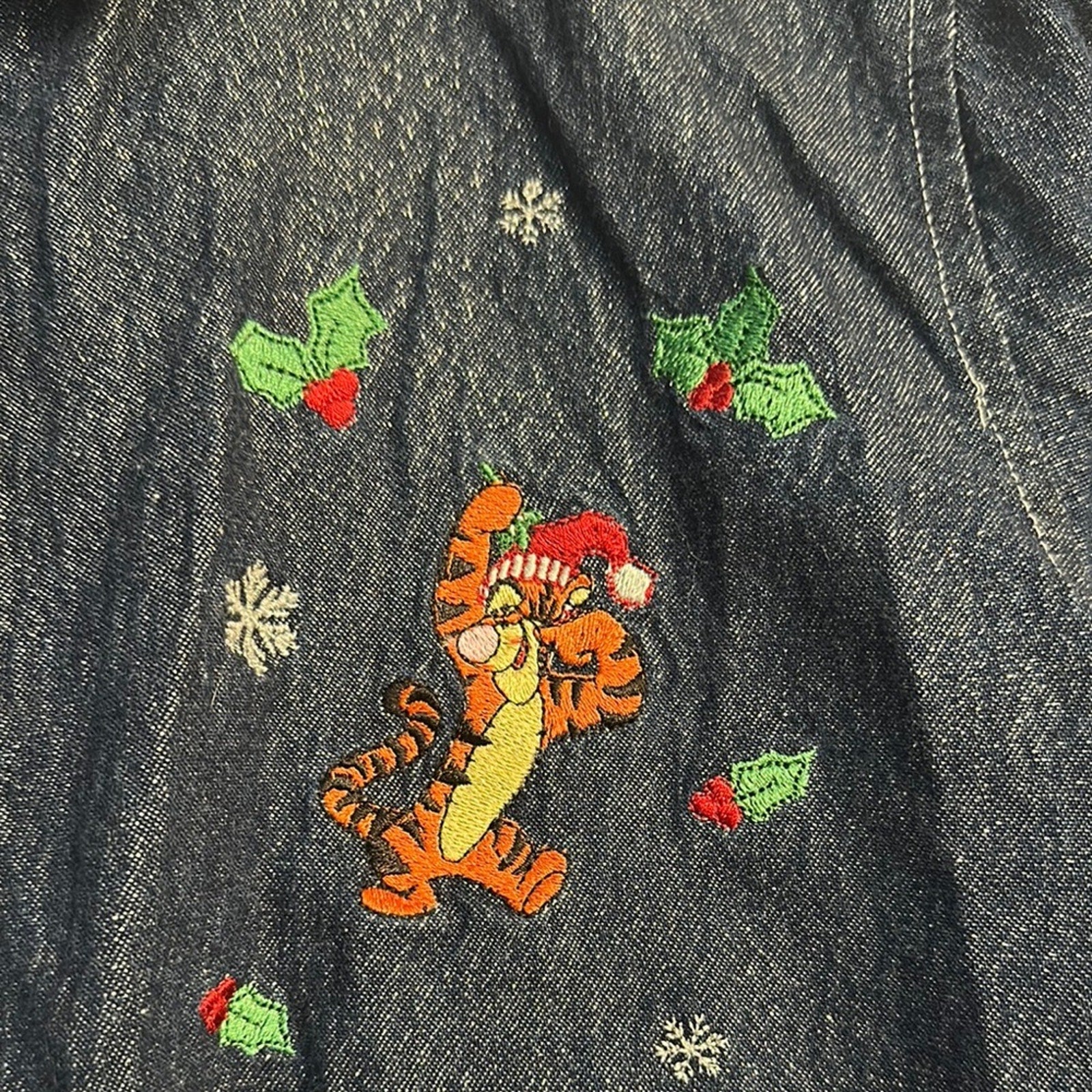 Disney vintage Embroidered Denim Button-Up Shirt - size small