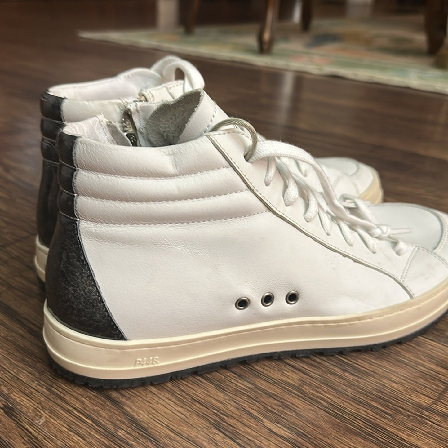 P448 Scarpe P448 Uomo Skate White Black Made In Italy Pell - size 8.5
