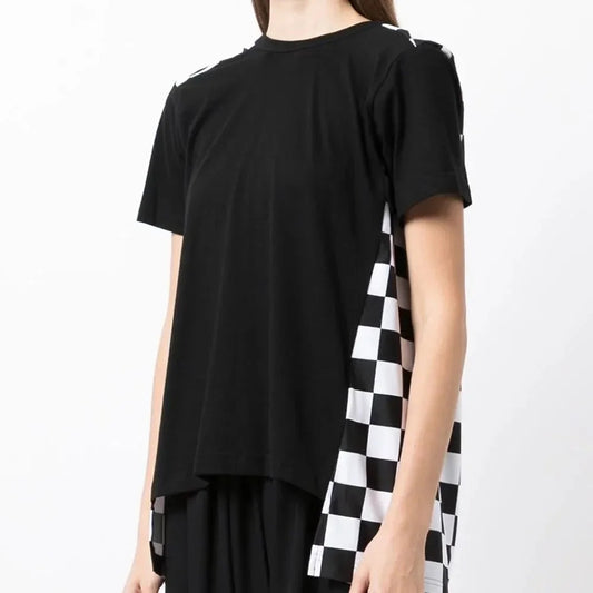 NEW Comme Des Garçons checkerboard-print panelled T-shirt - size M