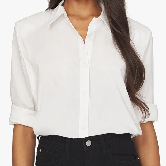 NEW WeWoreWhat White Button Down Cotton Poplin Bodysuit - size small