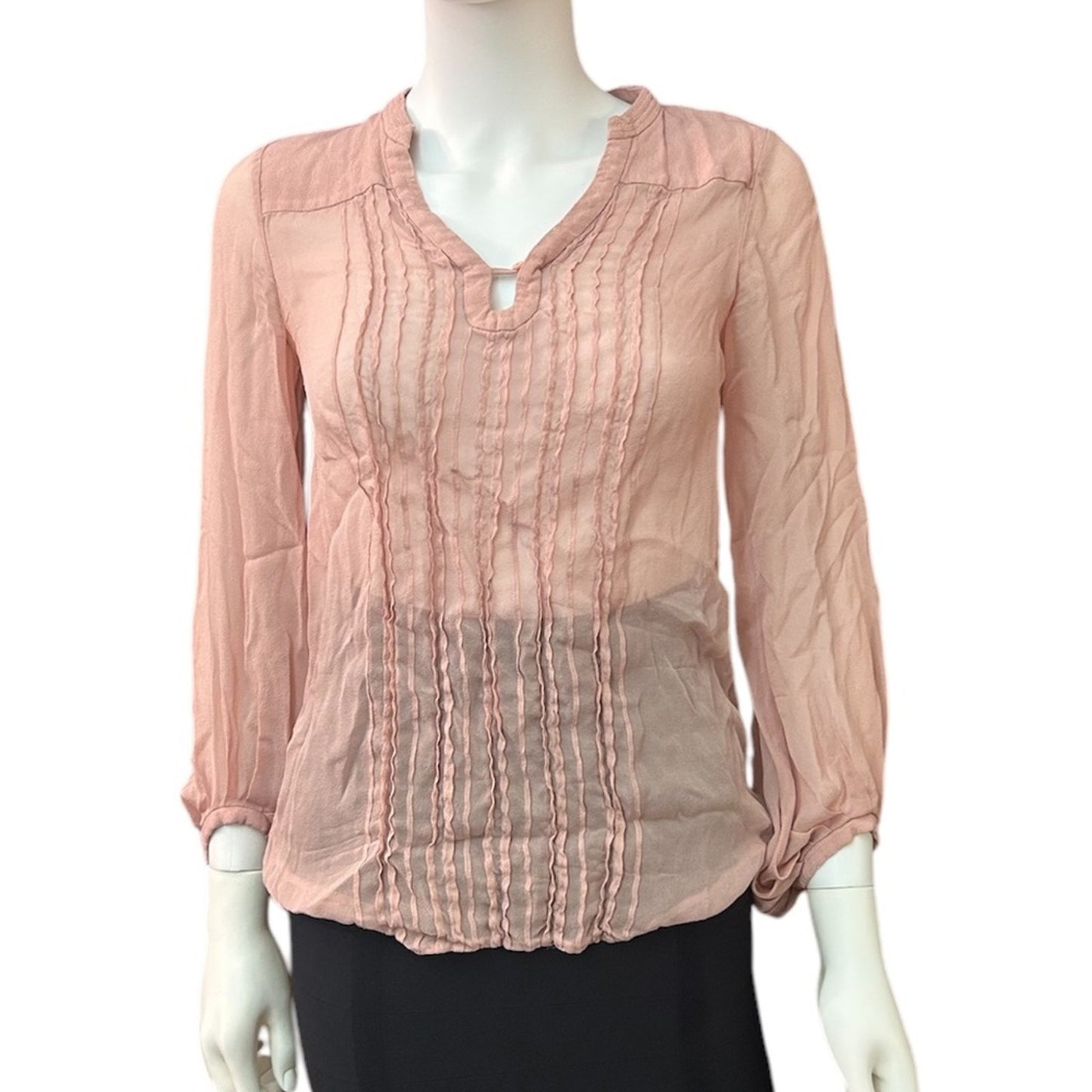 Diane Von Furstenburg Clay Pink Silk Flutter sleeve Pleated -size 0