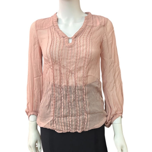 Diane Von Furstenburg Clay Pink Silk Flutter sleeve Pleated -size 0
