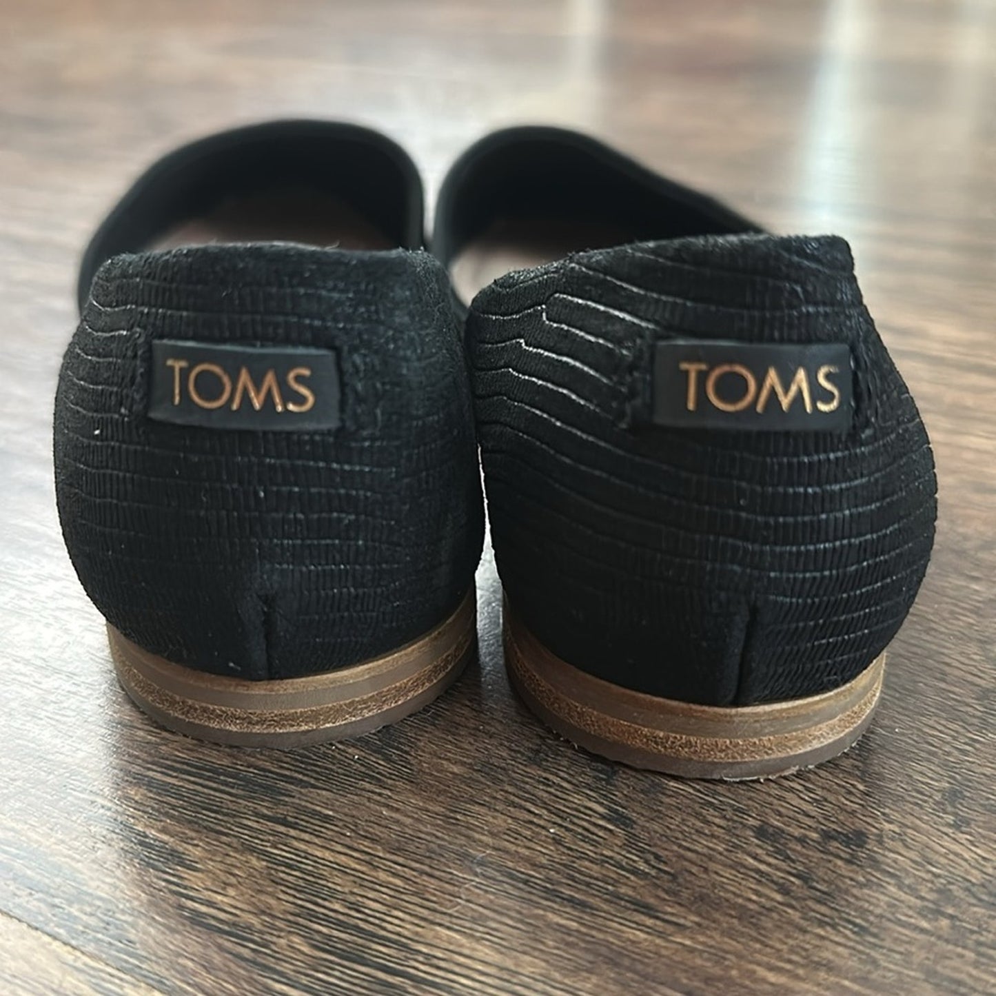 NEW Toms Jutti Flats Women's Black Leather Comfort Slip-On D'orsay - size 7.5 W