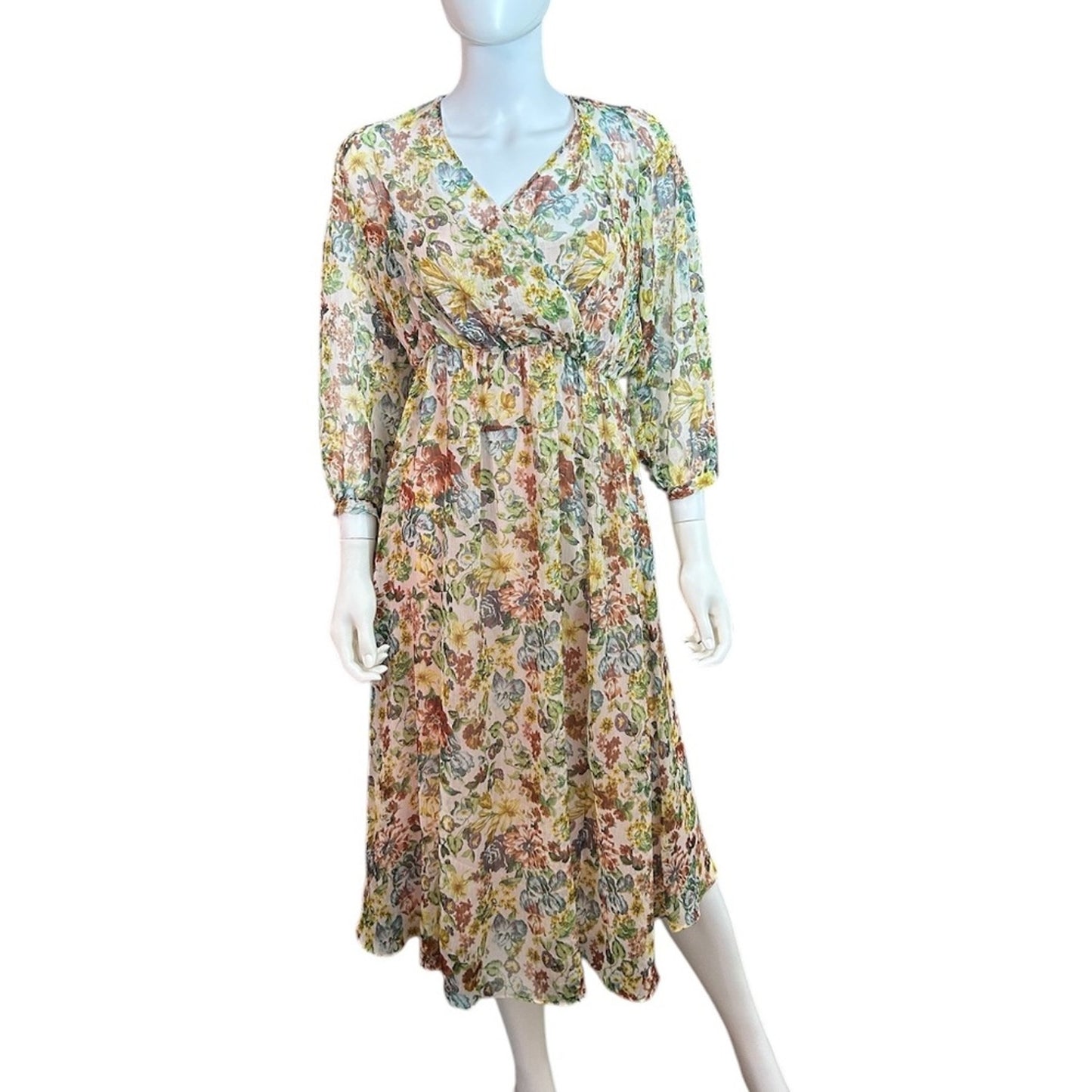 Zara floral mesh midi dress - size small