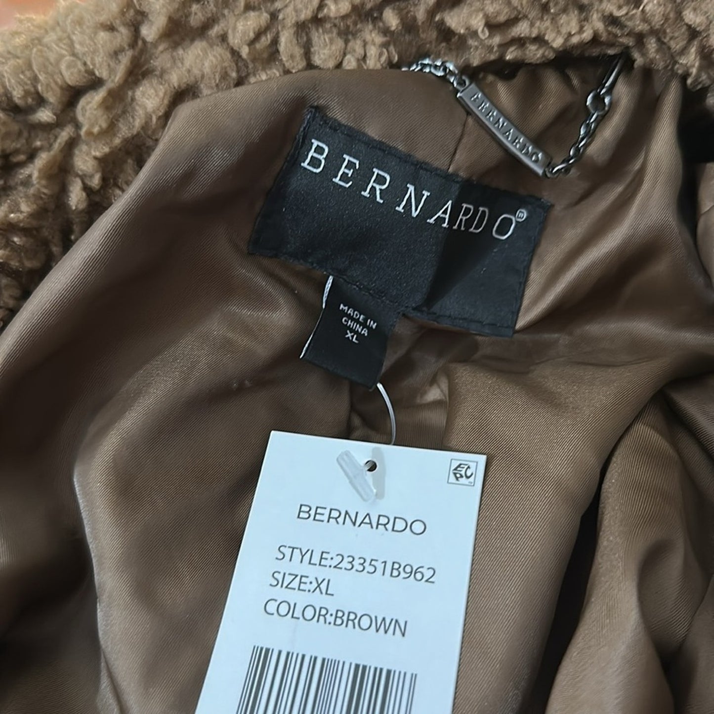 NWT Bernardo Call Me Cozy Vegan Fur Coat - size XL