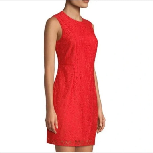 Diane Von Furstenberg Red Lace Sivis Tailoered Dress - size 2