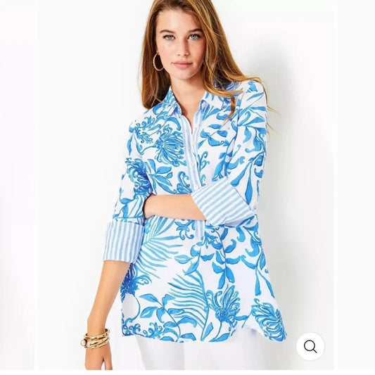 NWT LILLY PULITZER
RIVERLYN PIECED PRINT TUNIC (GLISTEN IN THE SUN)