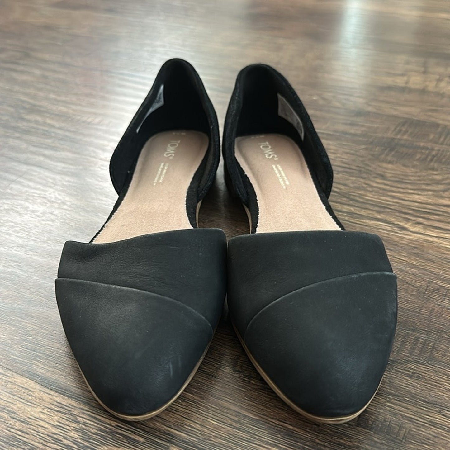 NEW Toms Jutti Flats Women's Black Leather Comfort Slip-On D'orsay - size 7.5 W