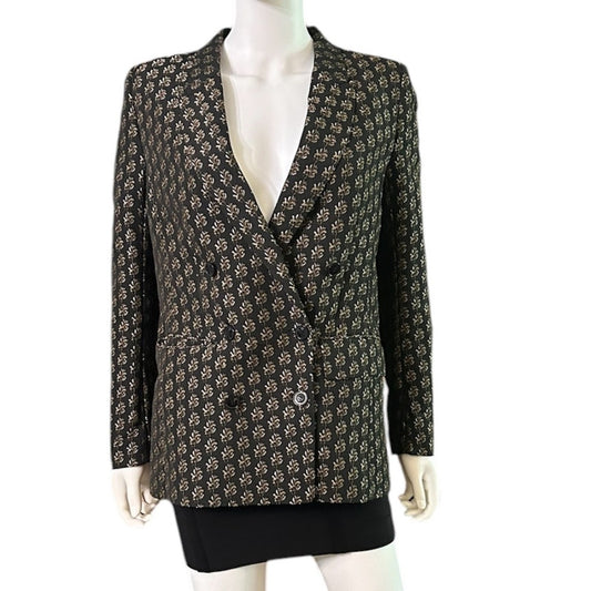 H&M Double breasted black embroidered blazer - size 8