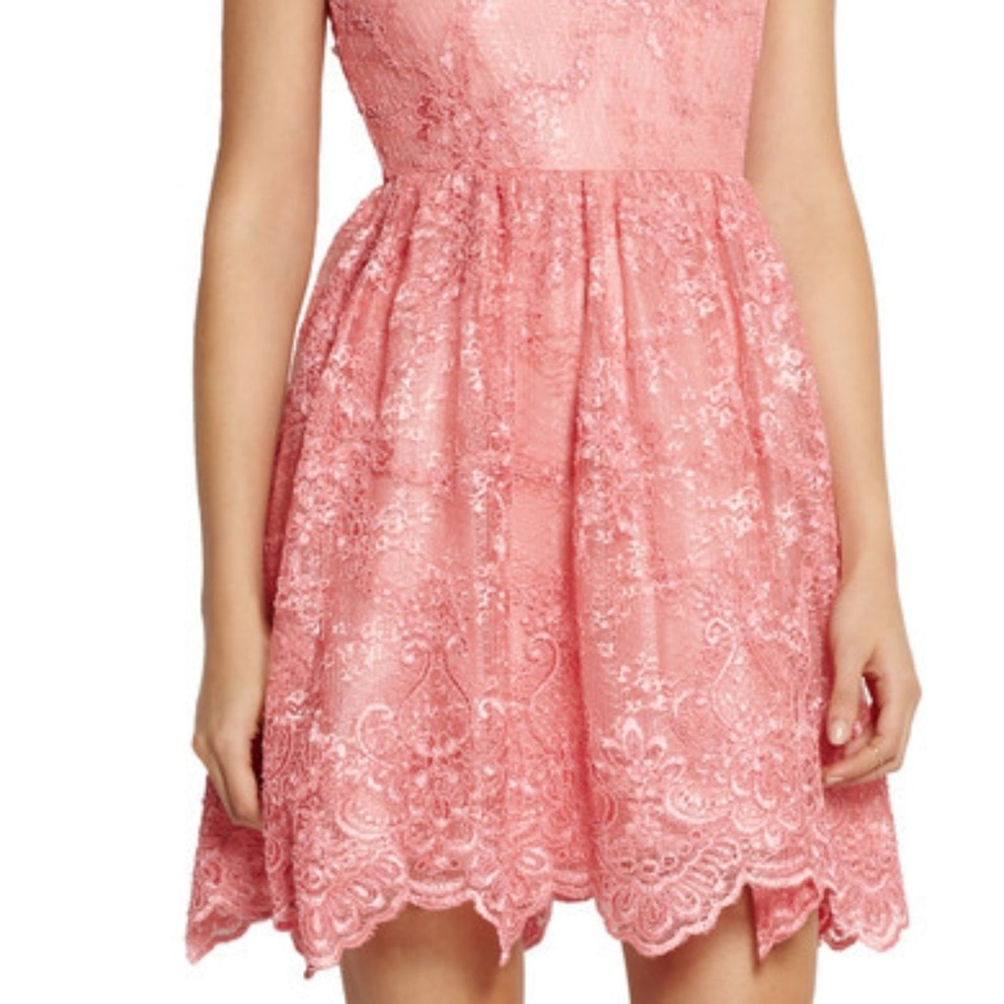 NWT Alice and Olivia Zenden embroidered lace mini dress Pink Icing - size 6
