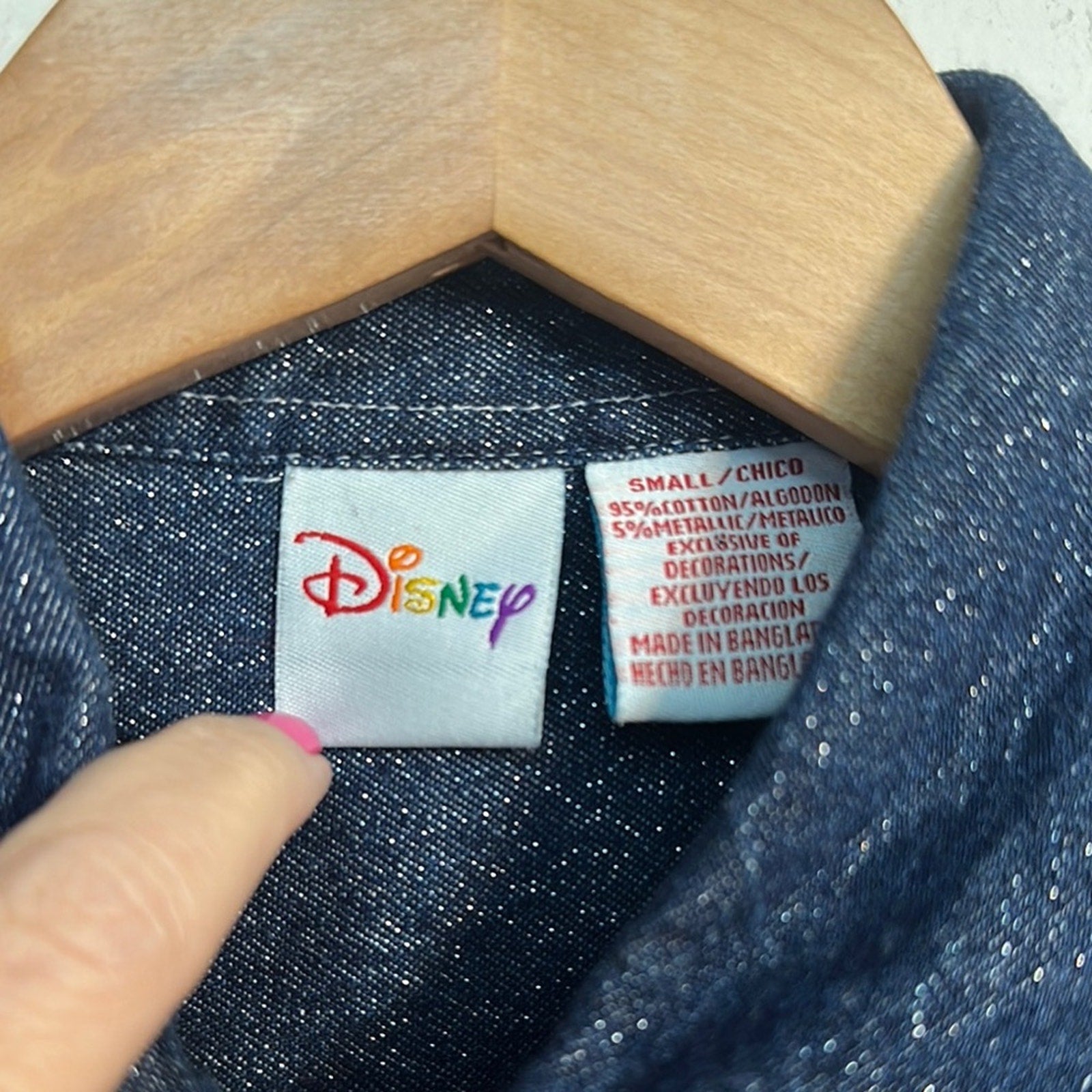 Disney vintage Embroidered Denim Button-Up Shirt - size small