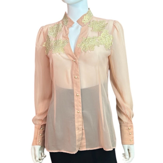 PatBO pink mesh blouse - size 40 Brazil (= 10 US)