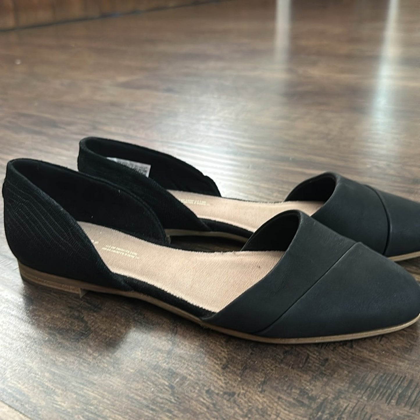 NEW Toms Jutti Flats Women's Black Leather Comfort Slip-On D'orsay - size 7.5 W