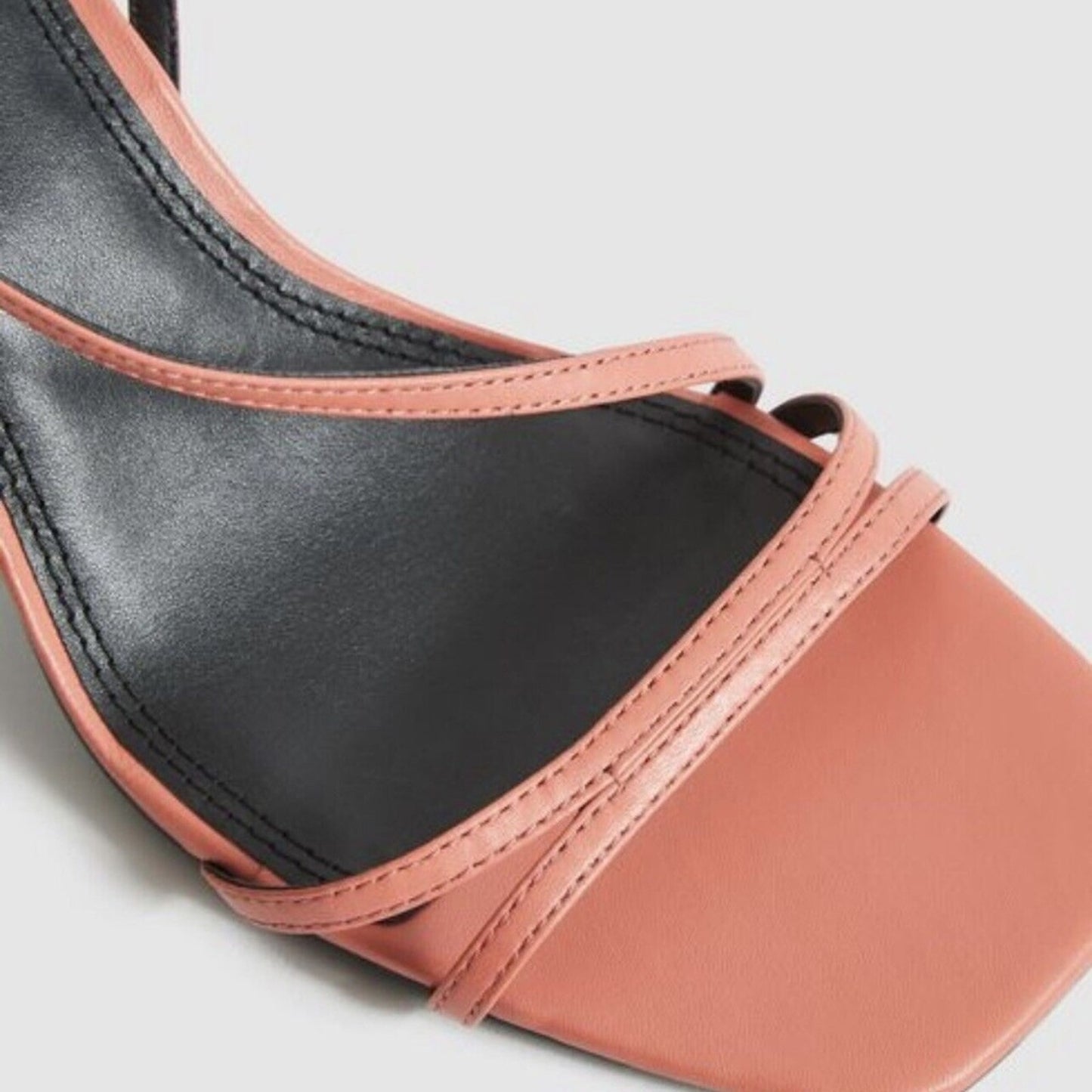 NEW REISS Bali Leather Strappy Heeled Sandals Coral - size 39 (US 8.5)