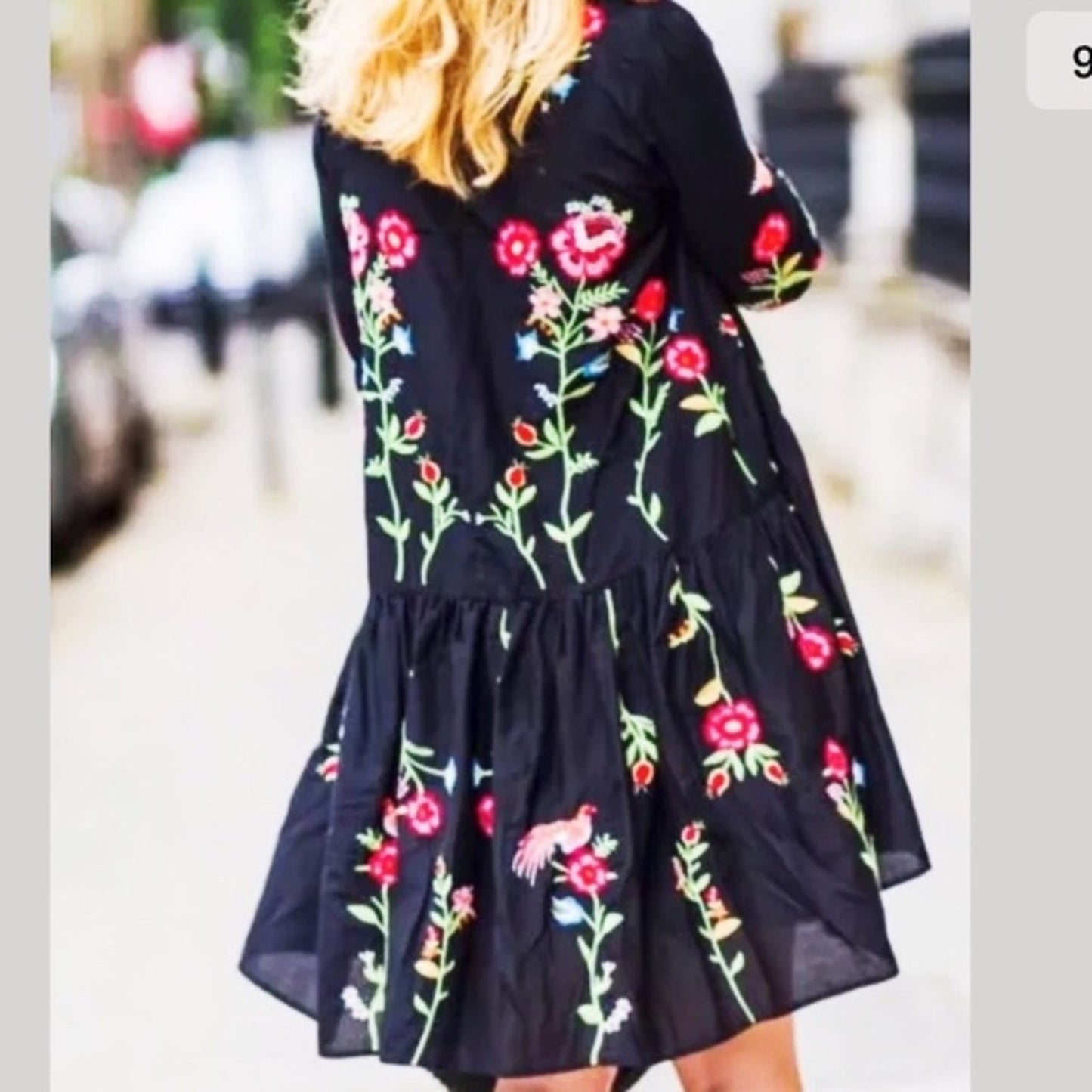Philosophy Floral Paradise Embroidered Dress in Black - size Small