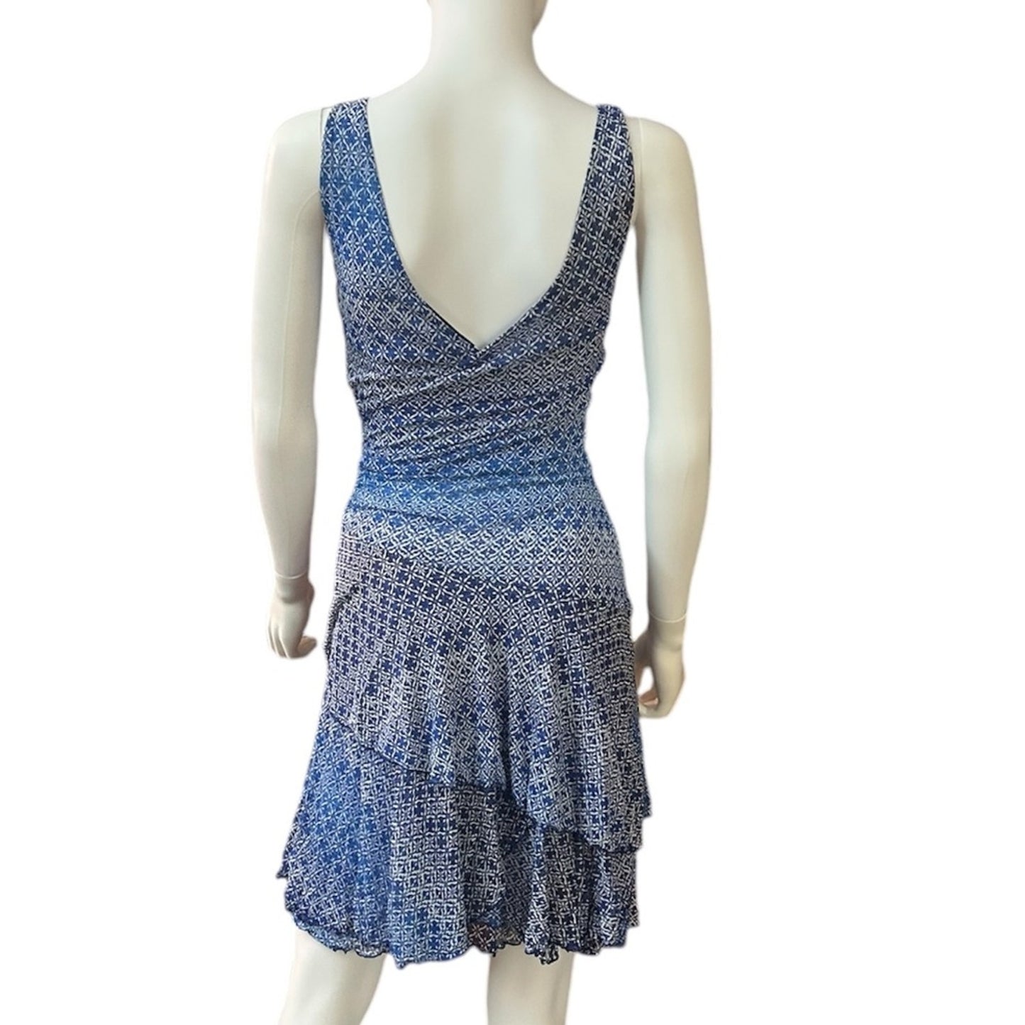 Diane Von Furstenberg blue silk dress floral - size small