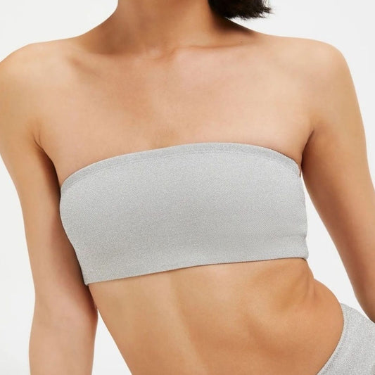 NWT GOOD AMERICAN Women's Silver Bikini-and-tankini-tops