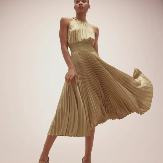 NWT A.L.C. Renzo II Pleated Satin Midi Dress - size 2