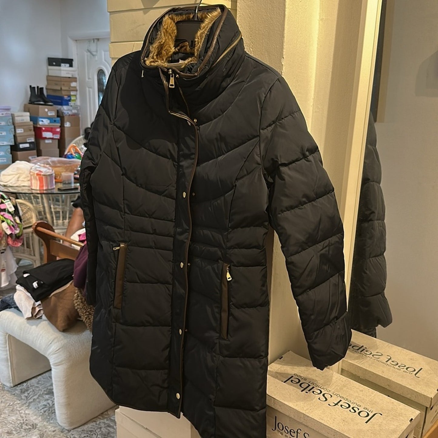 NWT Cole Haan Women's Hidden-Hood Puffer Coat - size large