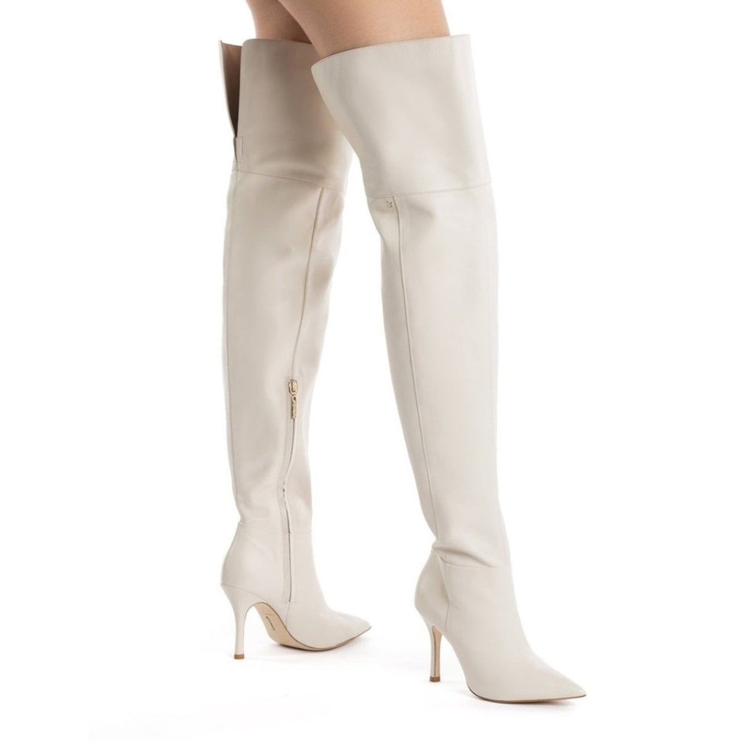 NEW Larroudé Kate Over The Knee Boot In Ivory Leather size 5.5