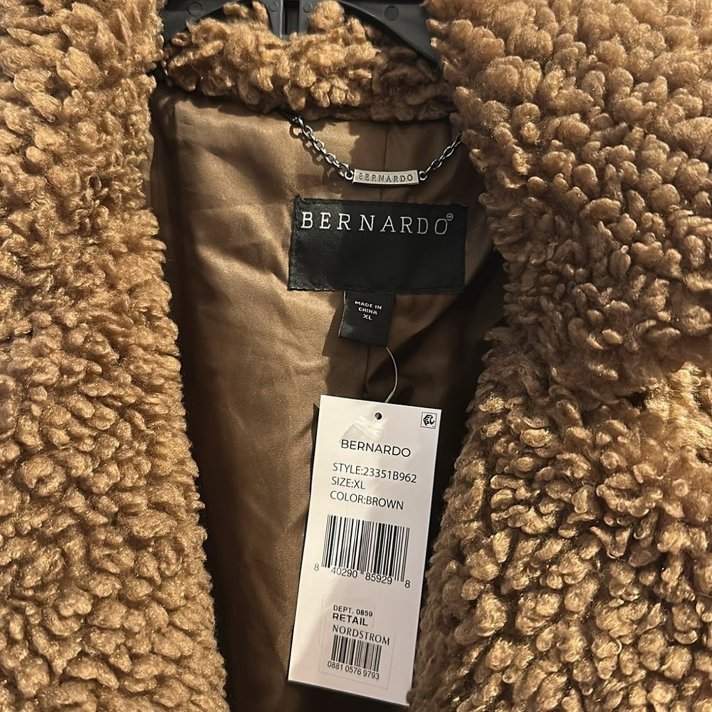 NWT Bernardo Call Me Cozy Vegan Fur Coat - size XL