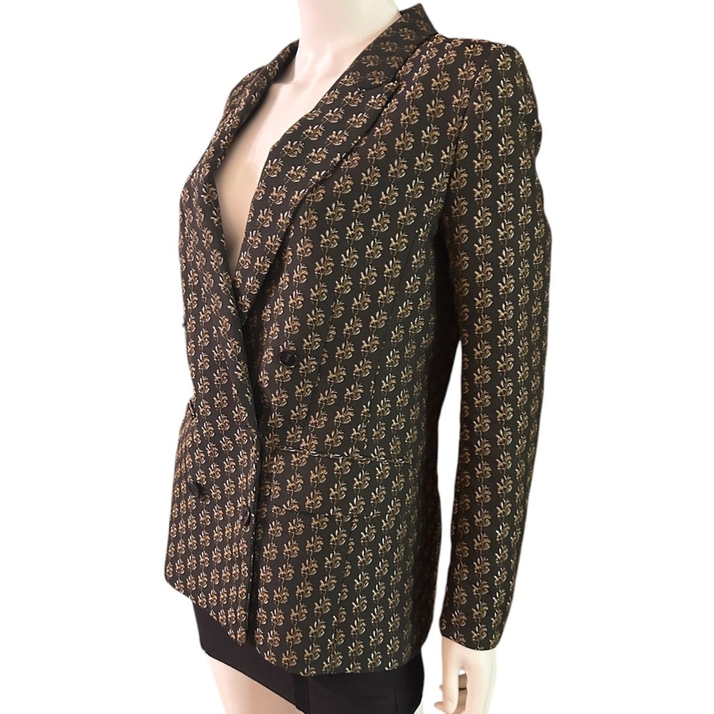 H&M Double breasted black embroidered blazer - size 8