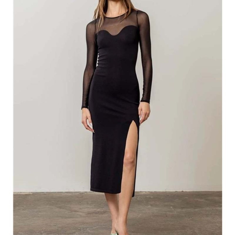 NWT Moon River Kaiden Midi Dress - Black - size M