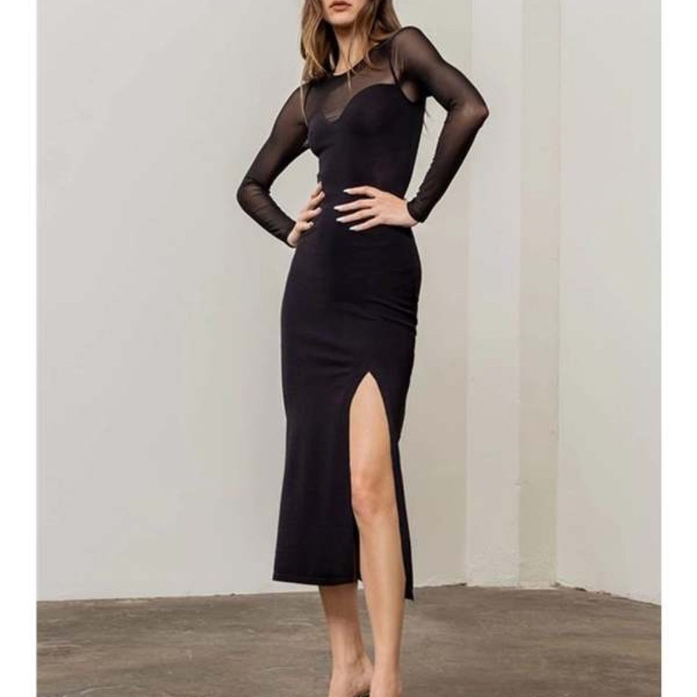 NWT Moon River Kaiden Midi Dress - Black - size M